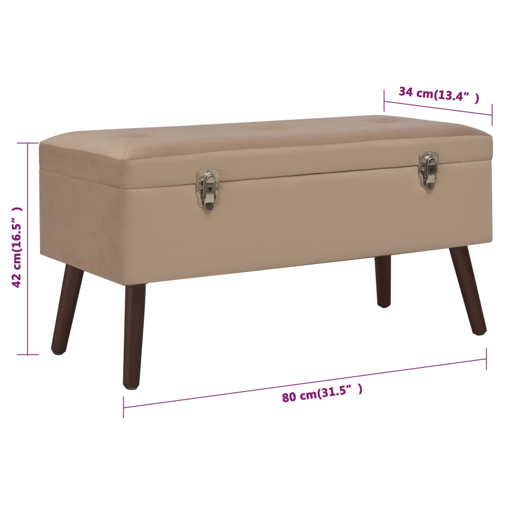 Bench with Storage Compartment Beige 80 cm Velvet