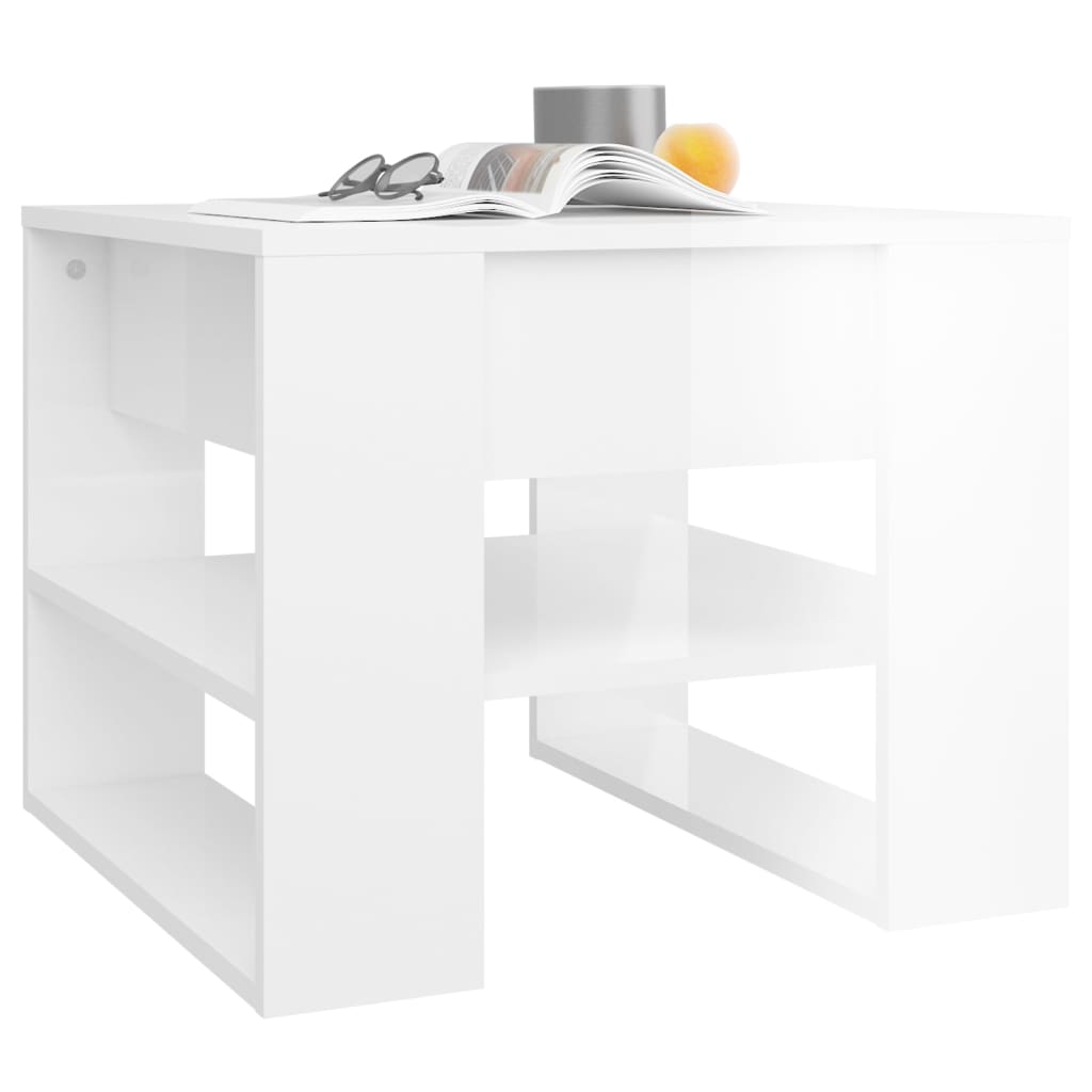 Coffee Table High Gloss White 55.5x55x45 cm Engineered Wood