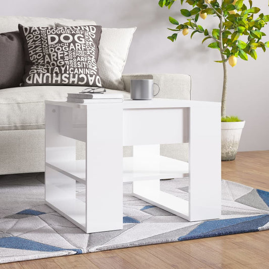 Coffee Table High Gloss White 55.5x55x45 cm Engineered Wood