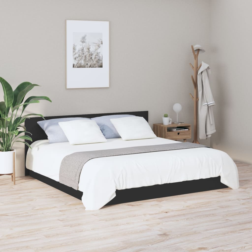 Bed Headboard Black 200x1.5x80 cm Engineered Wood