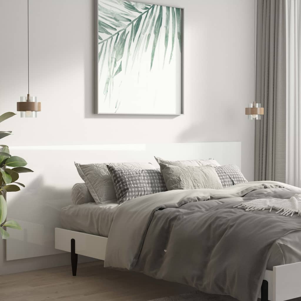 Wall Headboard High Gloss White 240x1.5x80 cm Engineered Wood