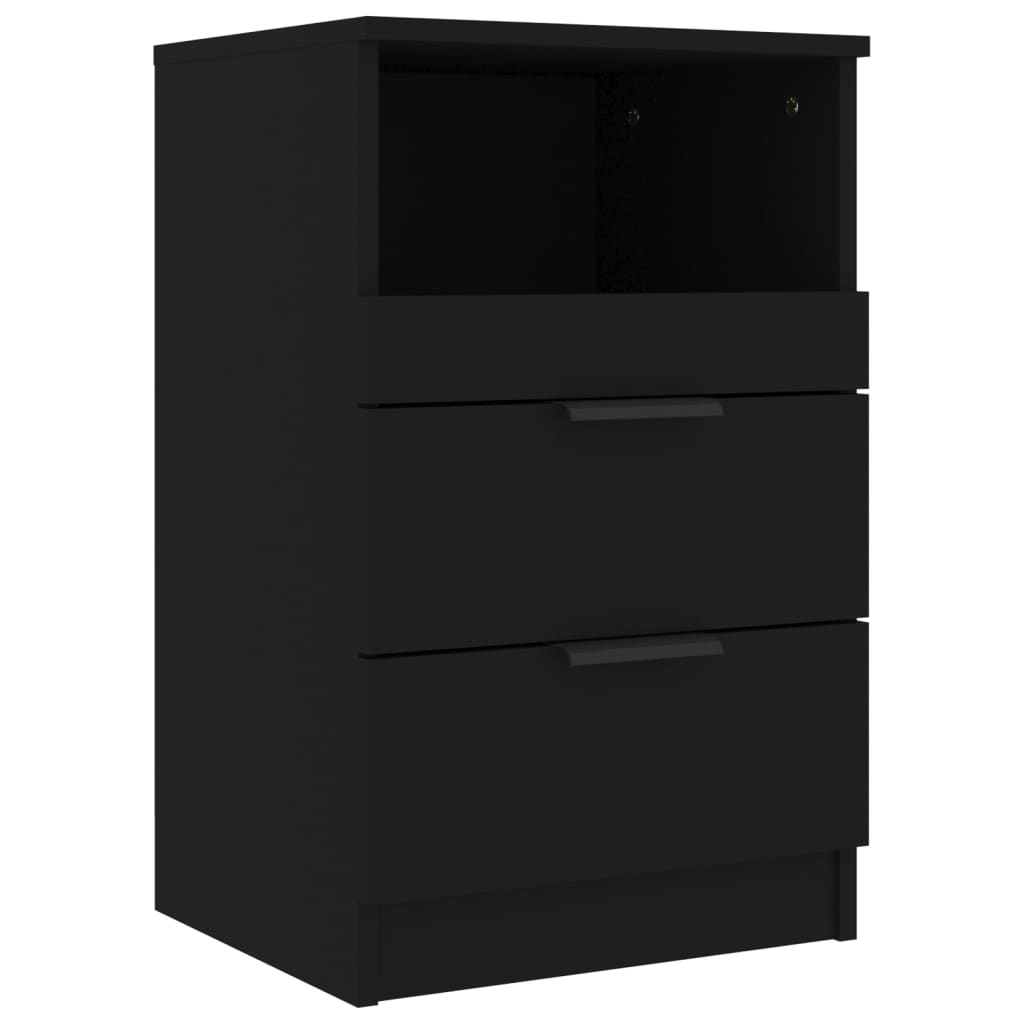 Bedside Cabinets 2 pcs Black Engineered Wood