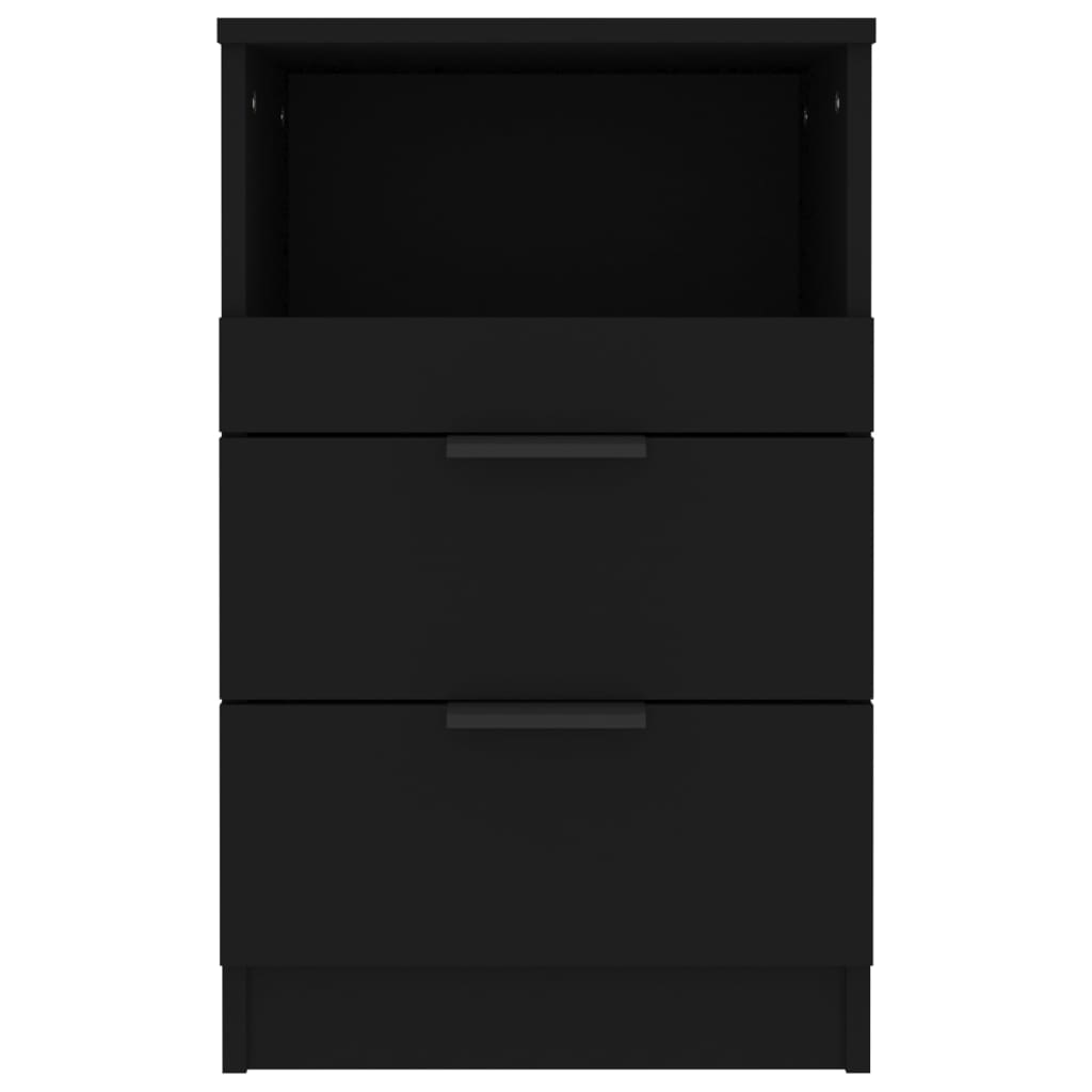 Bedside Cabinets 2 pcs Black Engineered Wood