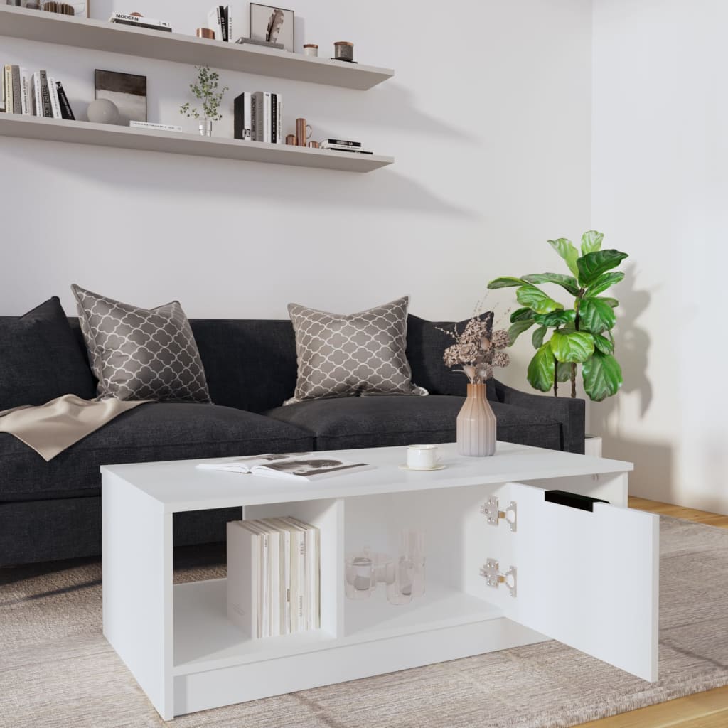 Coffee Table White 102x50x36 cm Engineered Wood