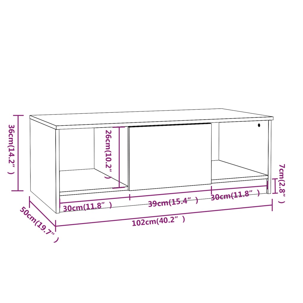 Coffee Table Concrete Grey 102x50x36 cm Engineered Wood