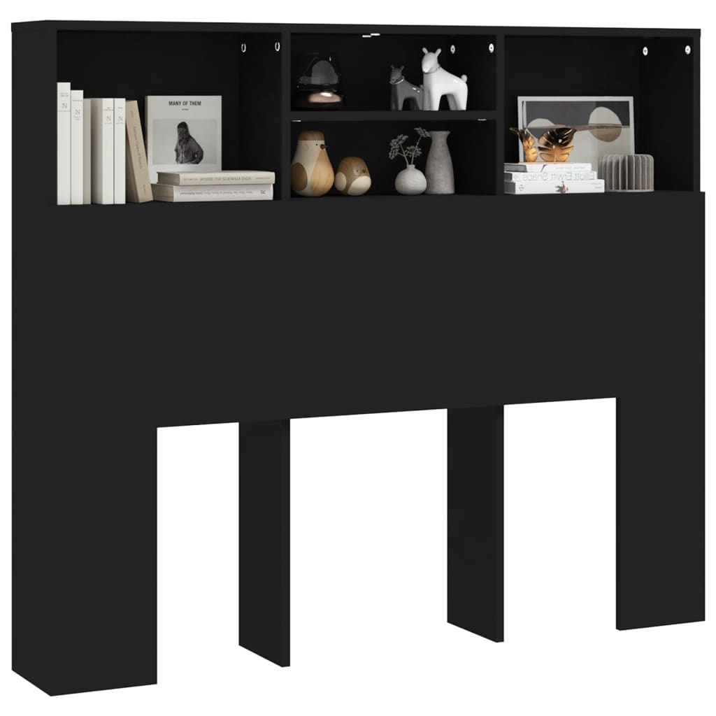 Headboard Cabinet Black 120x19x103.5 cm