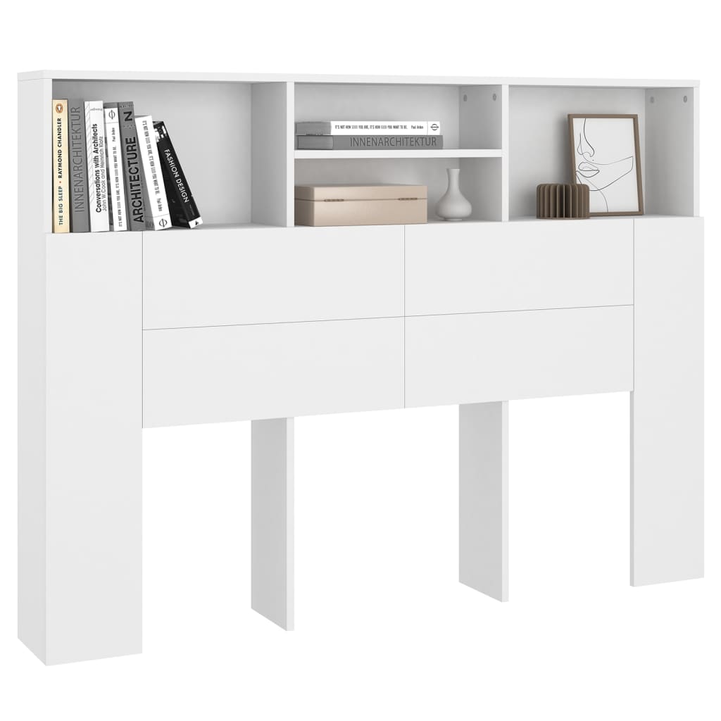 Headboard Cabinet White 140x19x103.5 cm