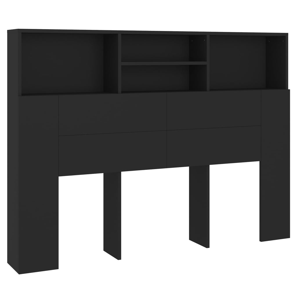 Headboard Cabinet Black 140x19x103.5 cm