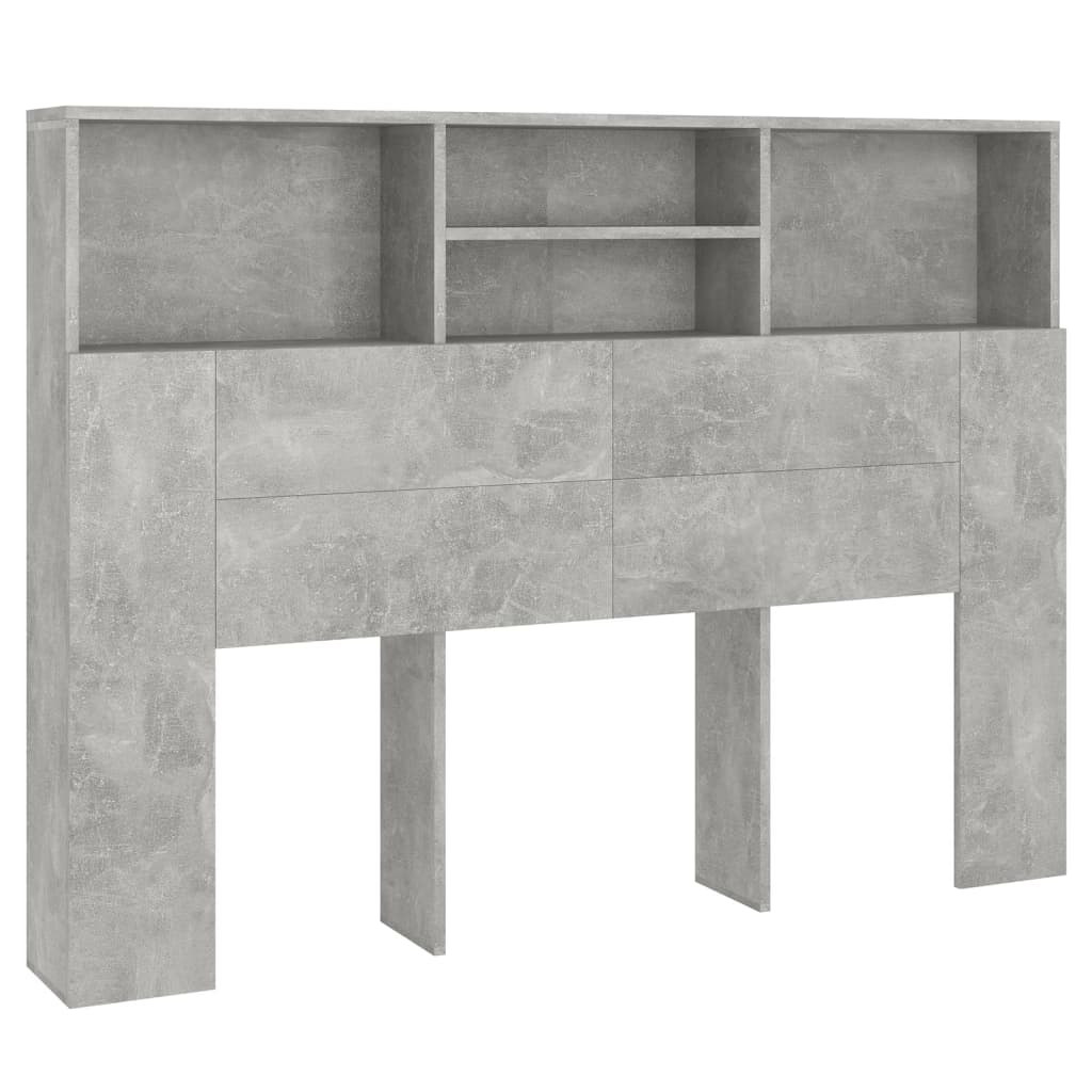 Headboard Cabinet Concrete Grey 140x19x103.5 cm