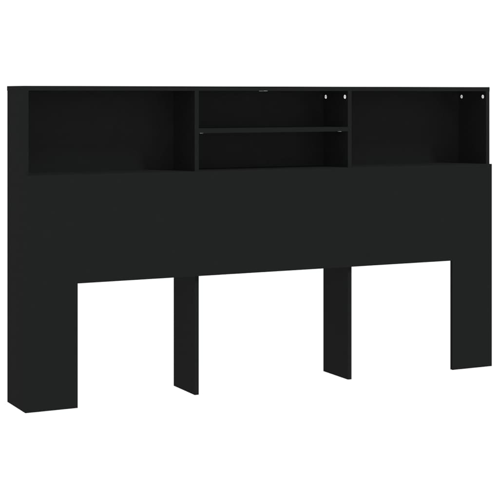 Headboard Cabinet Black 180x19x103.5 cm