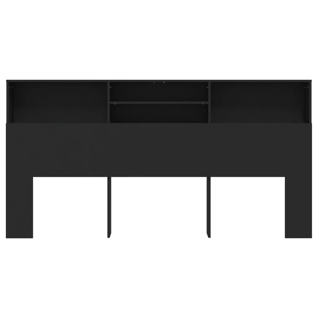 Headboard Cabinet Black 200x19x103.5 cm