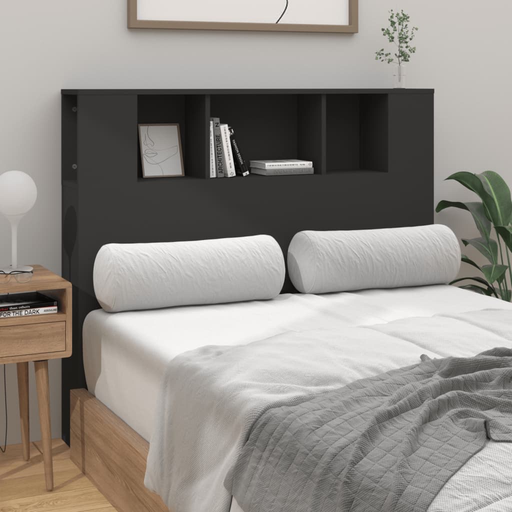 Headboard Cabinet Black 120x18.5x102.5 cm