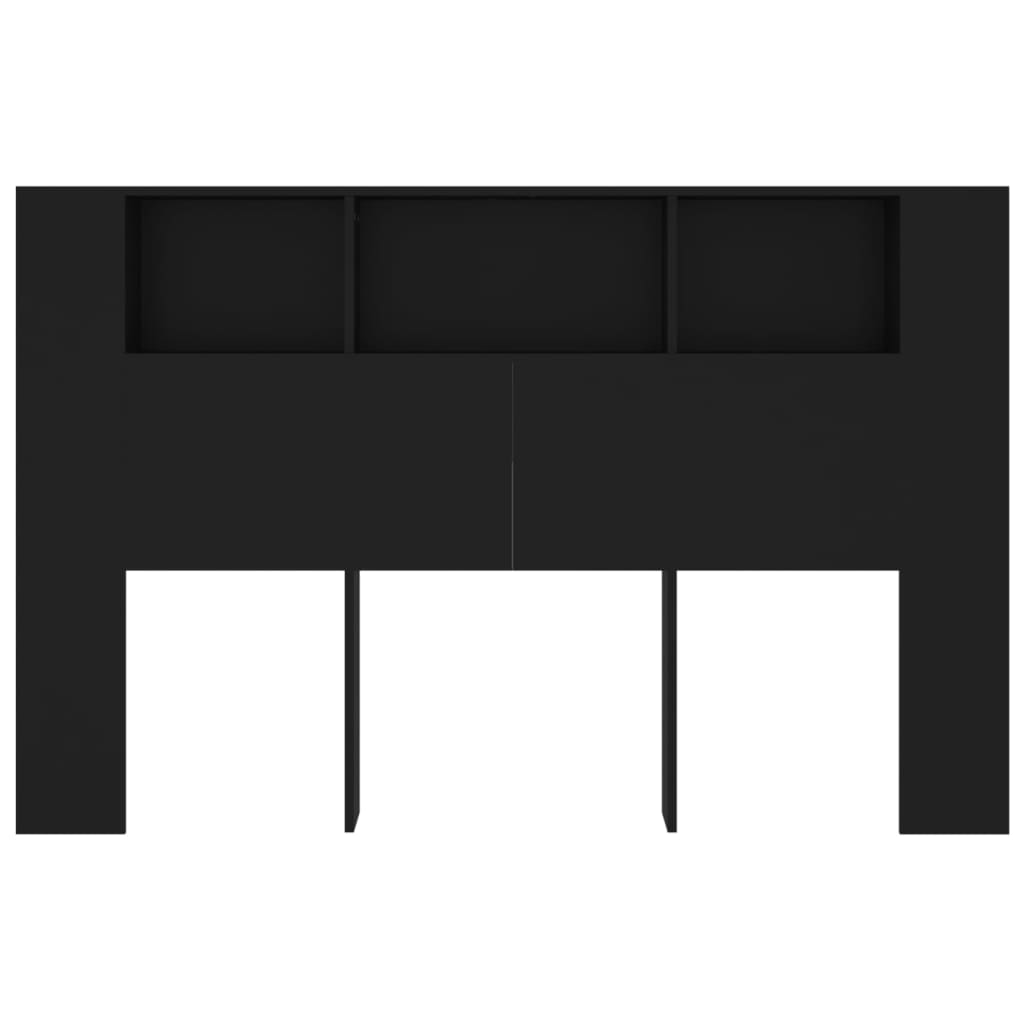 Headboard Cabinet Black 160x18.5x104.5 cm