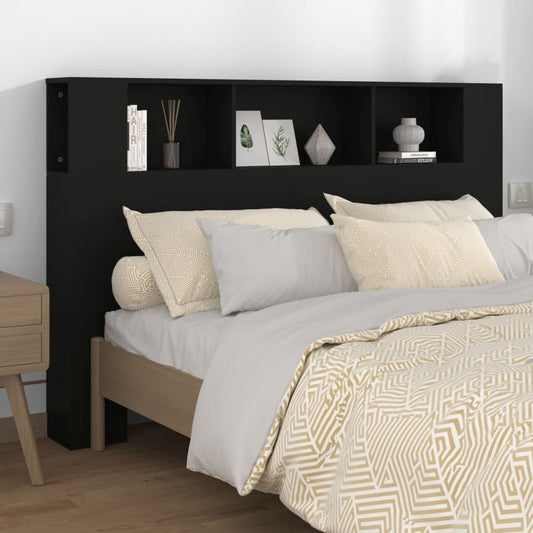 Headboard Cabinet Black 160x18.5x104.5 cm