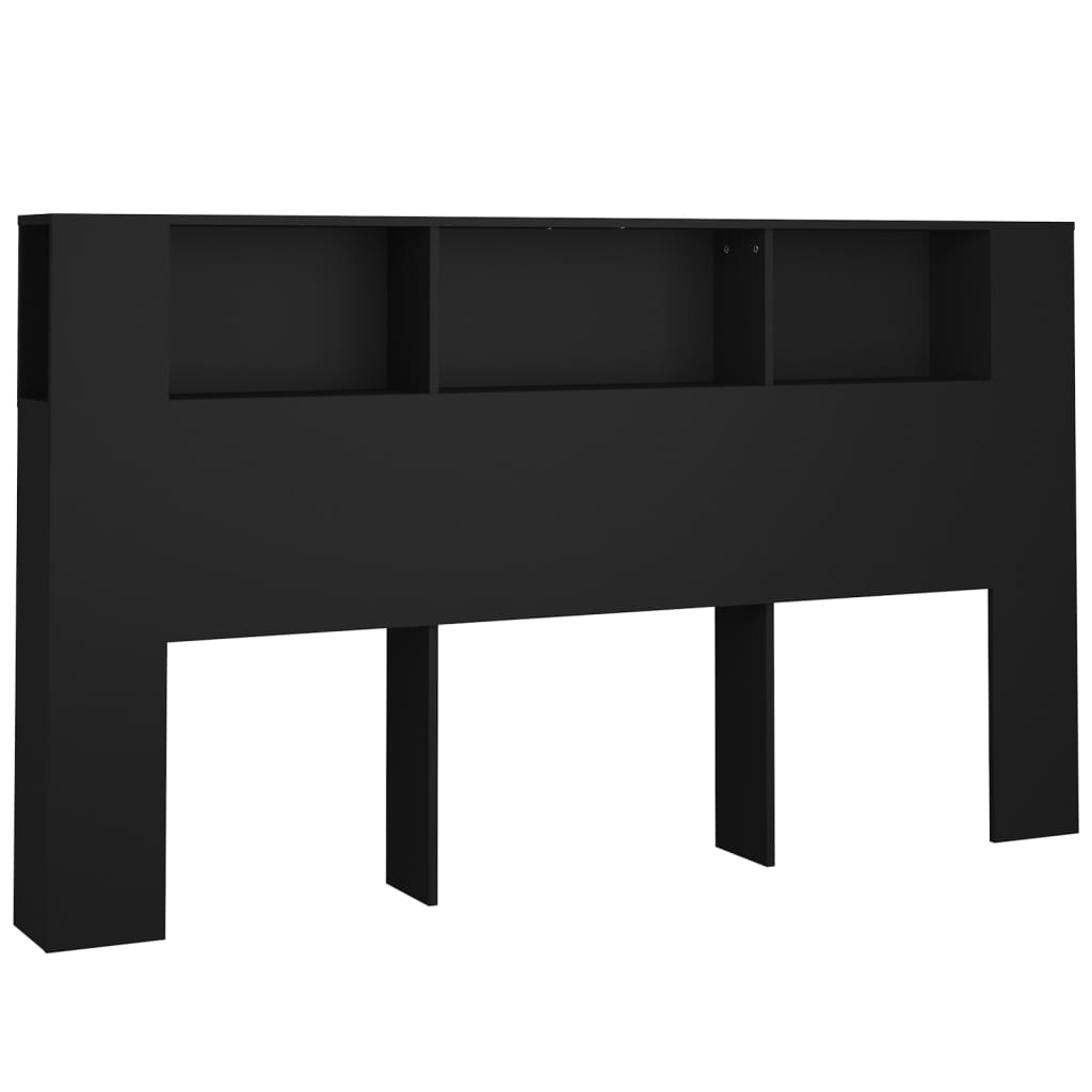 Headboard Cabinet Black 180x18.5x104.5 cm