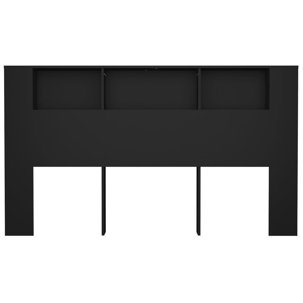 Headboard Cabinet Black 180x18.5x104.5 cm