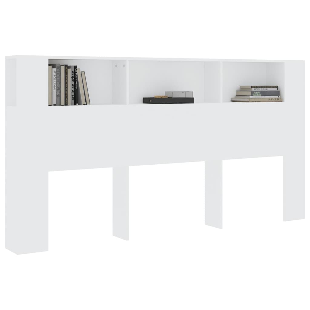 Headboard Cabinet White 200x18.5x104.5 cm