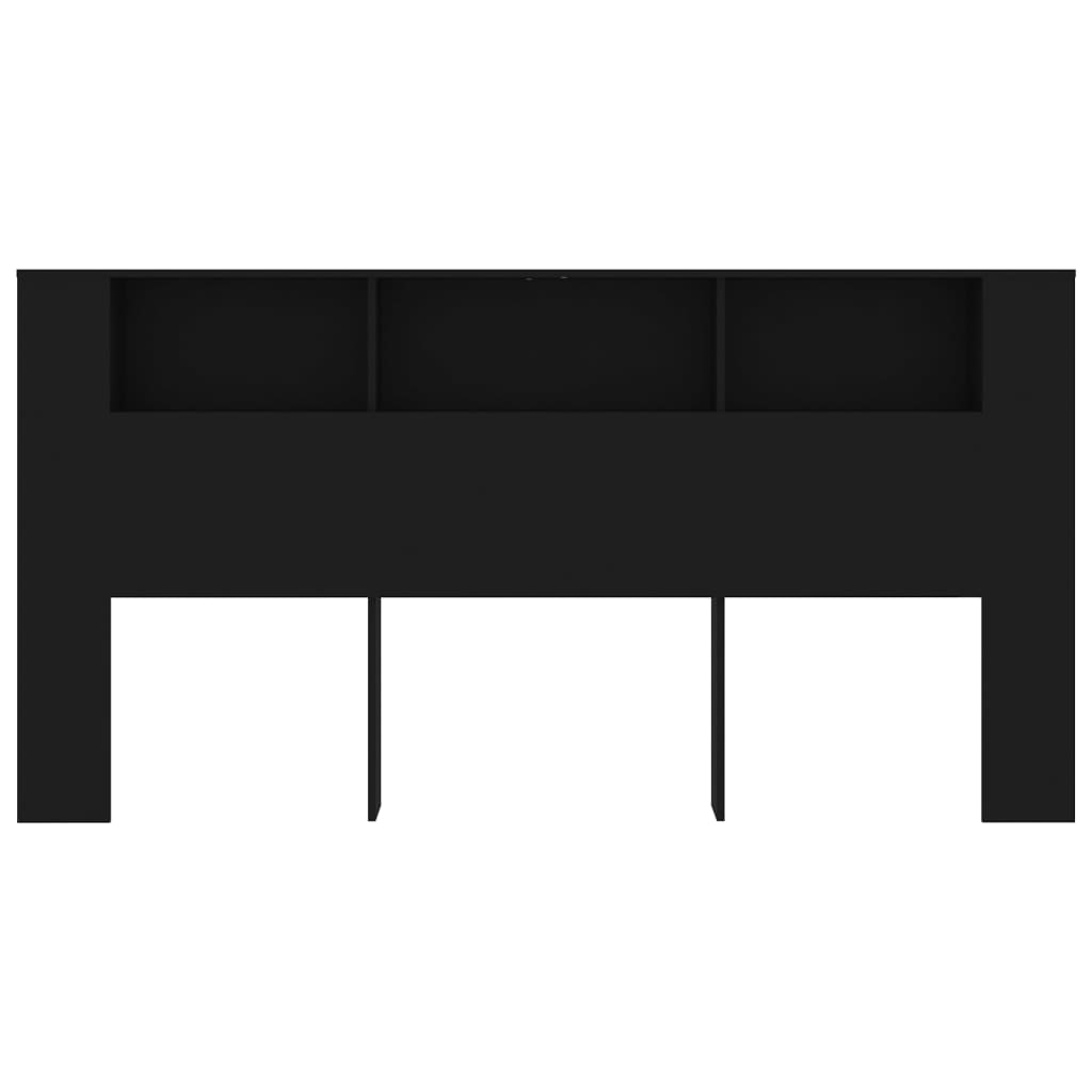 Headboard Cabinet Black 200x18.5x104.5 cm