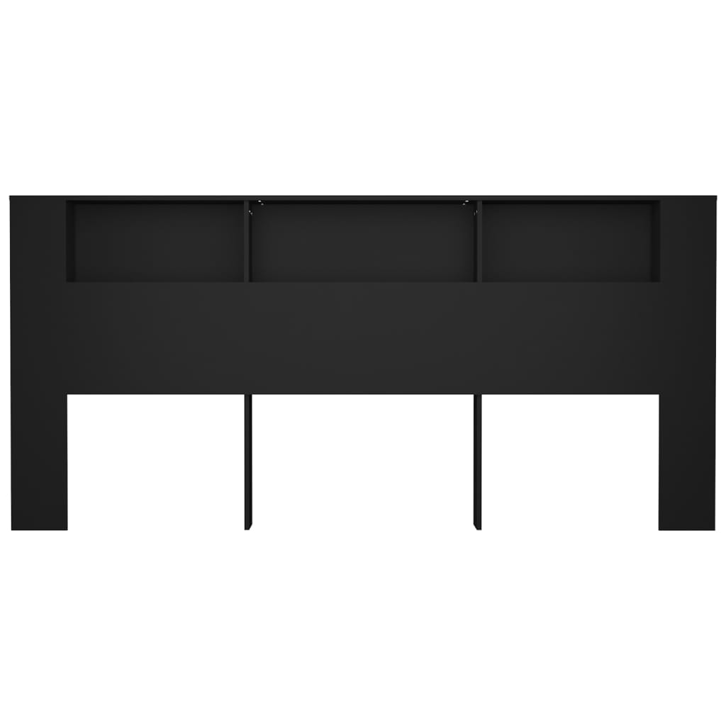 Headboard Cabinet Black 220x18.5x104.5 cm