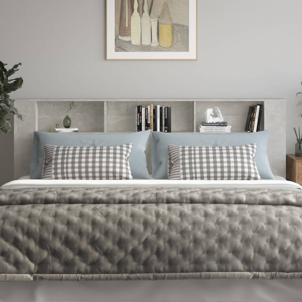 Headboard Cabinet Concrete Grey 220x18.5x104.5 cm