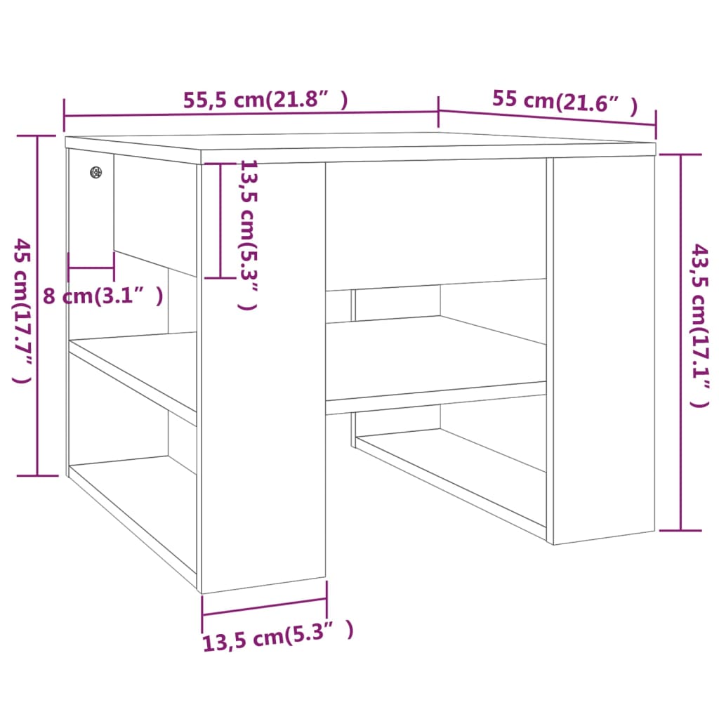 Coffee Table Grey Sonoma 55.5x55x45 cm Engineered Wood