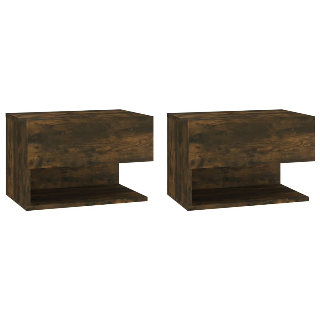 Wall-mounted Bedside Cabinets 2 pcs Smoked Oak