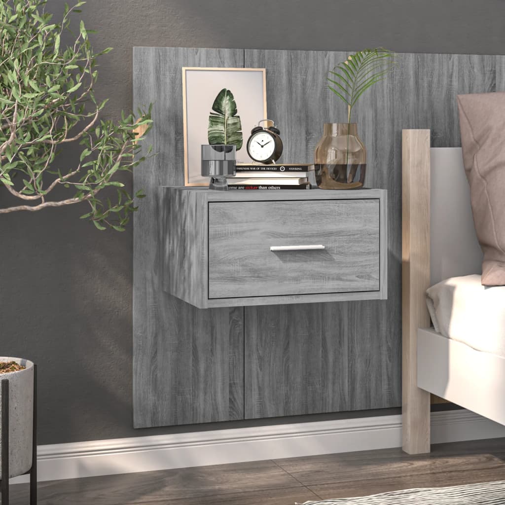 Wall-mounted Bedside Cabinets 2 pcs Grey Sonoma