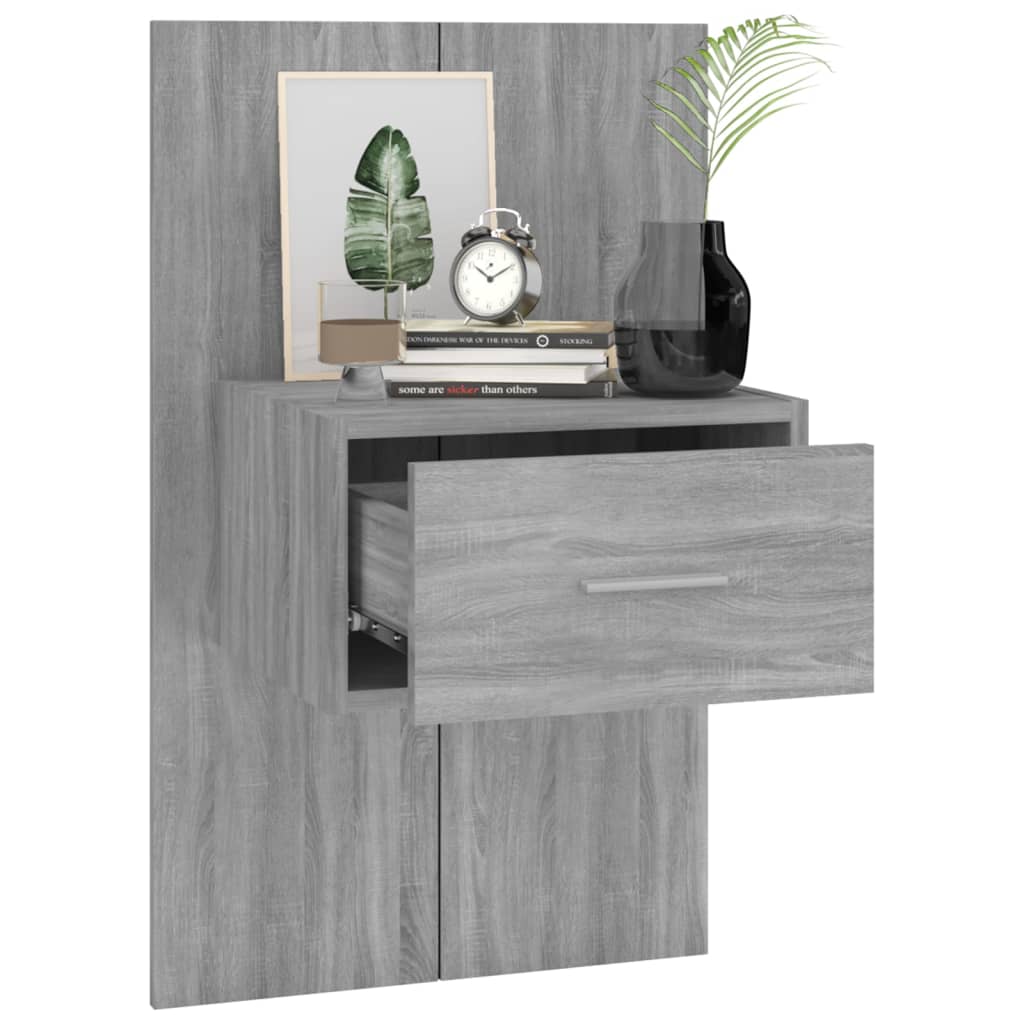 Wall-mounted Bedside Cabinets 2 pcs Grey Sonoma