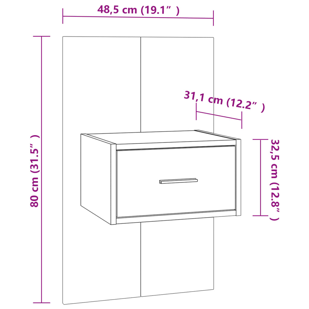 Wall-mounted Bedside Cabinets 2 pcs Grey Sonoma