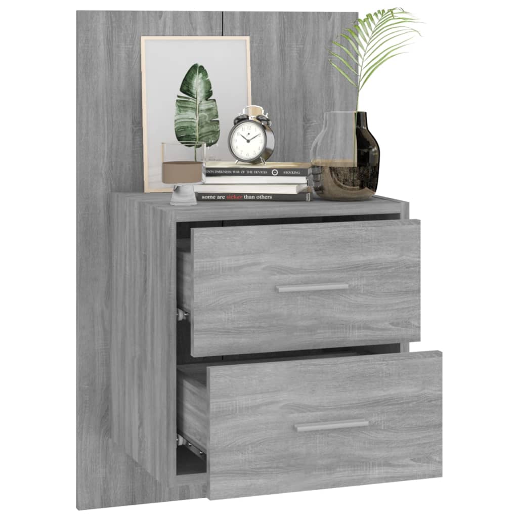 Wall-mounted Bedside Cabinet Grey Sonoma