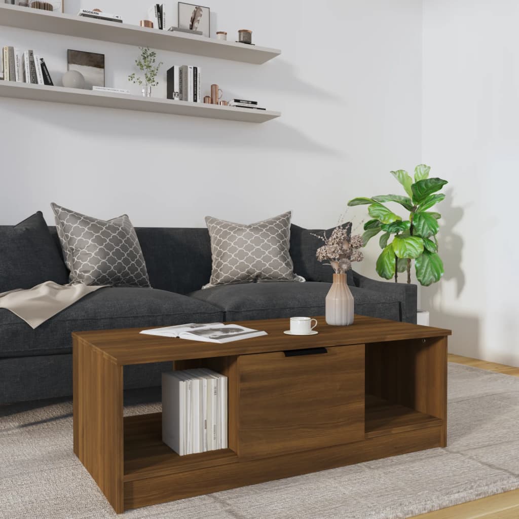 Coffee Table Brown Oak 102x50x36 cm Engineered Wood