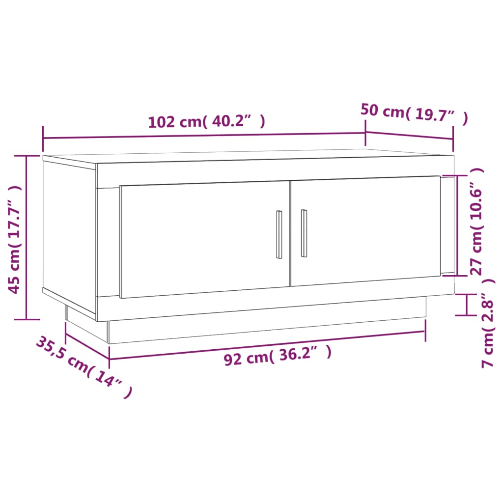 Coffee Table Smoked Oak 102x50x45 cm Engineered Wood