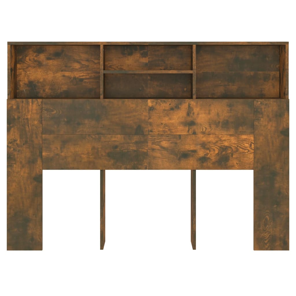 Headboard Cabinet Smoked Oak 140x19x103.5 cm