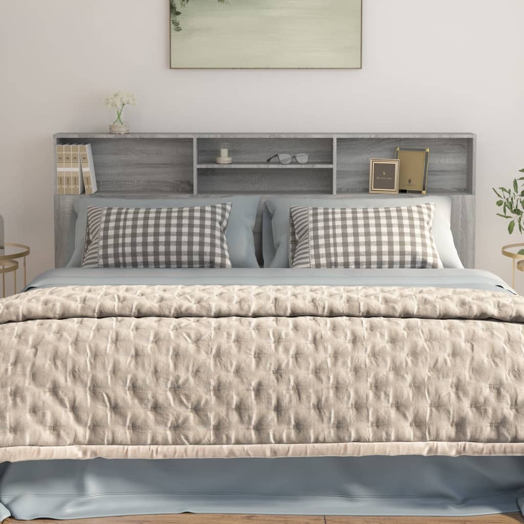 Headboard Cabinet Grey Sonoma 200x19x103.5 cm