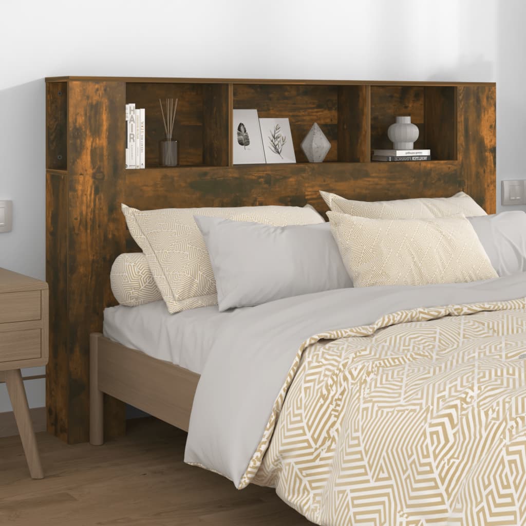 Headboard Cabinet Smoked Oak 160x18.5x104.5 cm