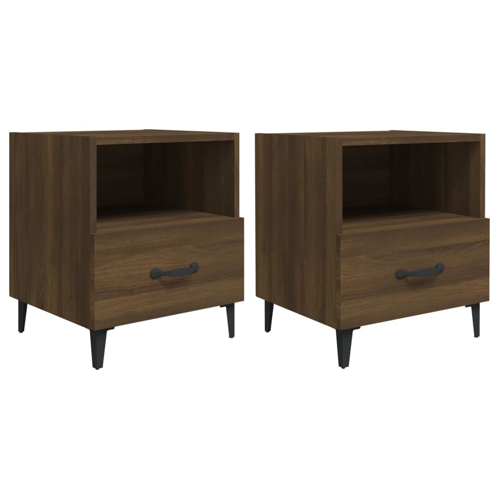 Bedside Cabinets 2 pcs Brown Oak Engineered Wood