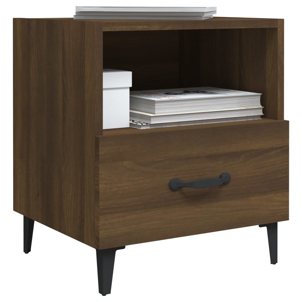 Bedside Cabinets 2 pcs Brown Oak Engineered Wood