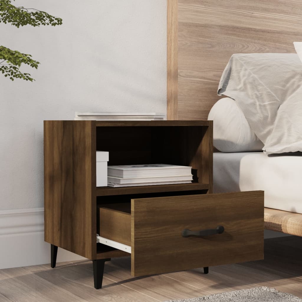 Bedside Cabinets 2 pcs Brown Oak Engineered Wood