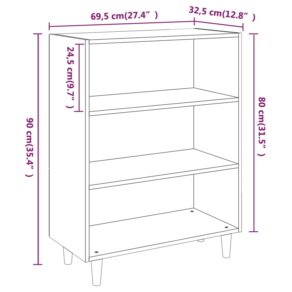 Sideboard Grey Sonoma 69.5x32.5x90 cm Engineered Wood