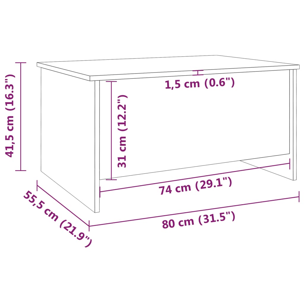 Coffee Table Grey Sonoma 80x55.5x41.5 cm Engineered Wood