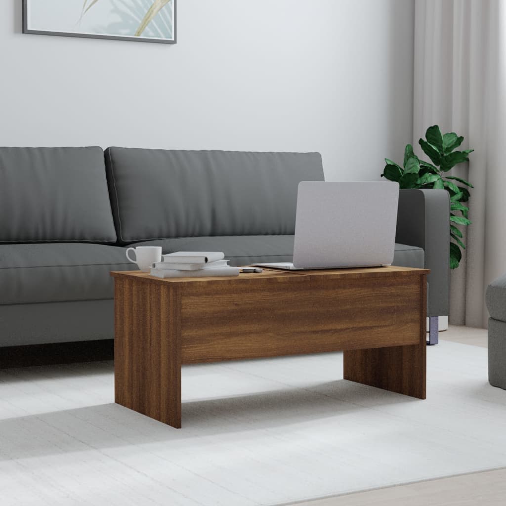 Coffee Table Brown Oak 102x50.5x46.5 cm Engineered Wood