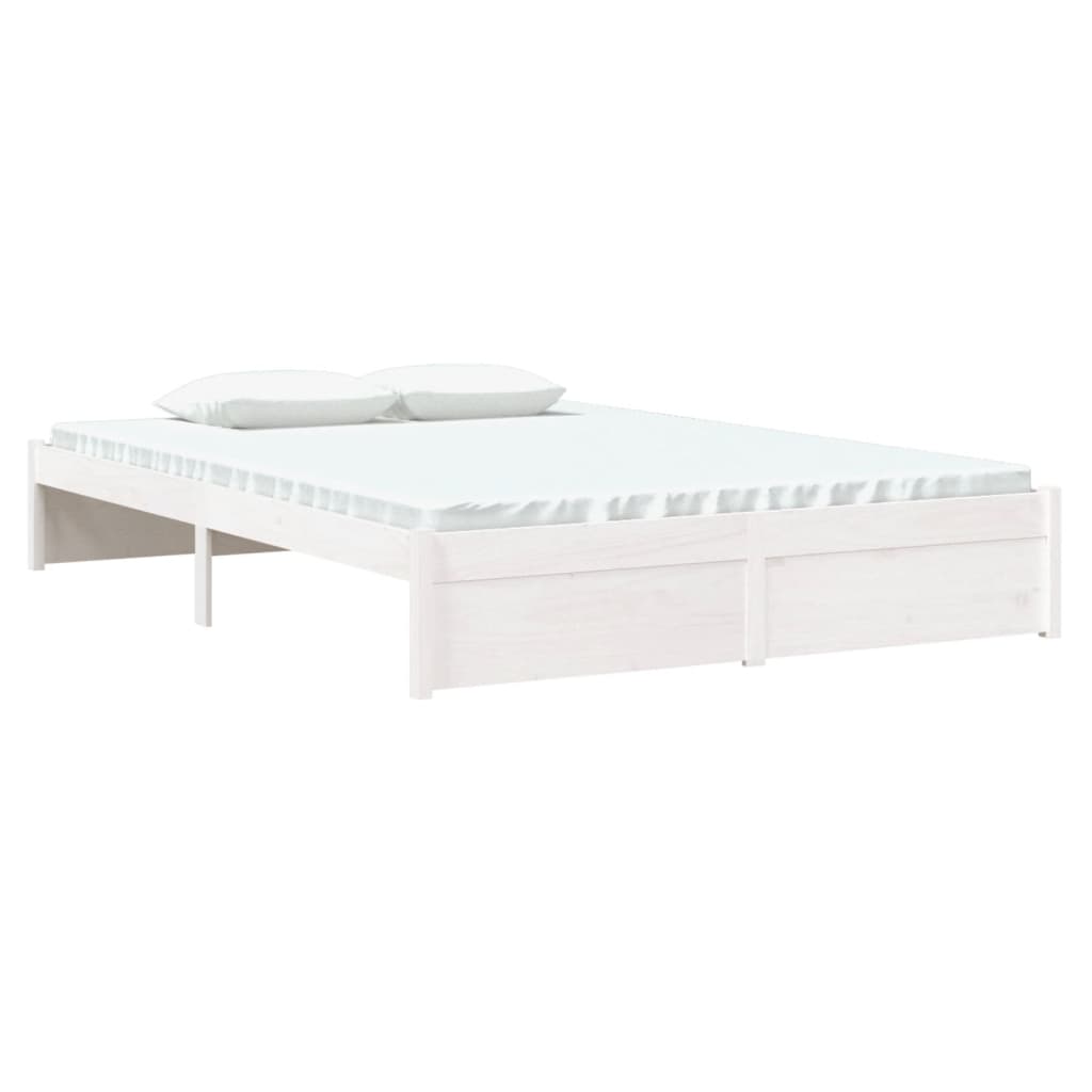 Bed Frame White Solid Wood 137x187 cm Double Size