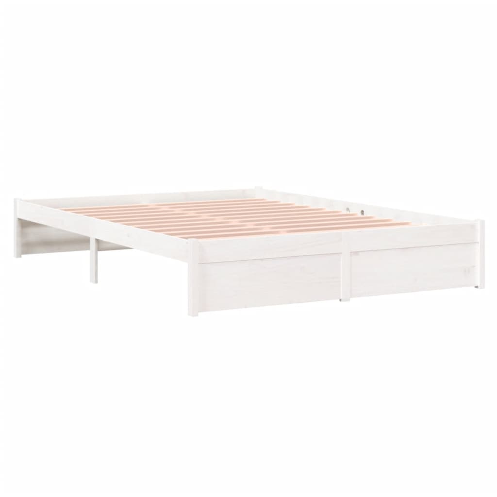 Bed Frame White Solid Wood 137x187 cm Double Size