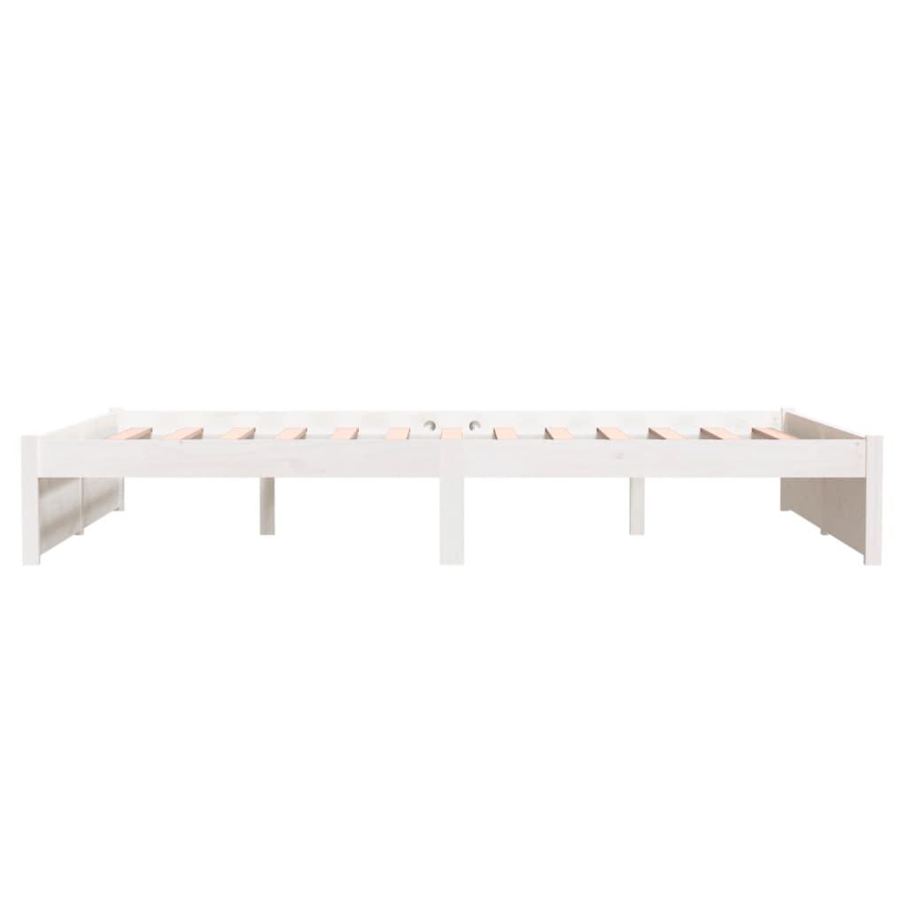 Bed Frame White Solid Wood 137x187 cm Double Size