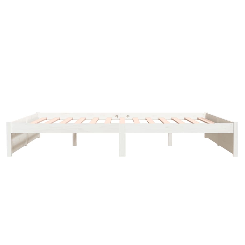 Bed Frame White Solid Wood 183x203 cm King Size