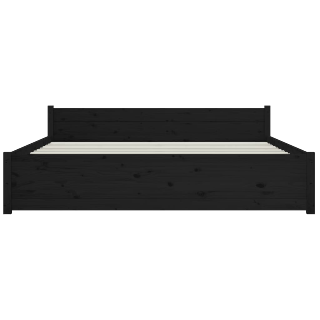 Bed Frame Black Solid Wood 153x203 cm Queen Size