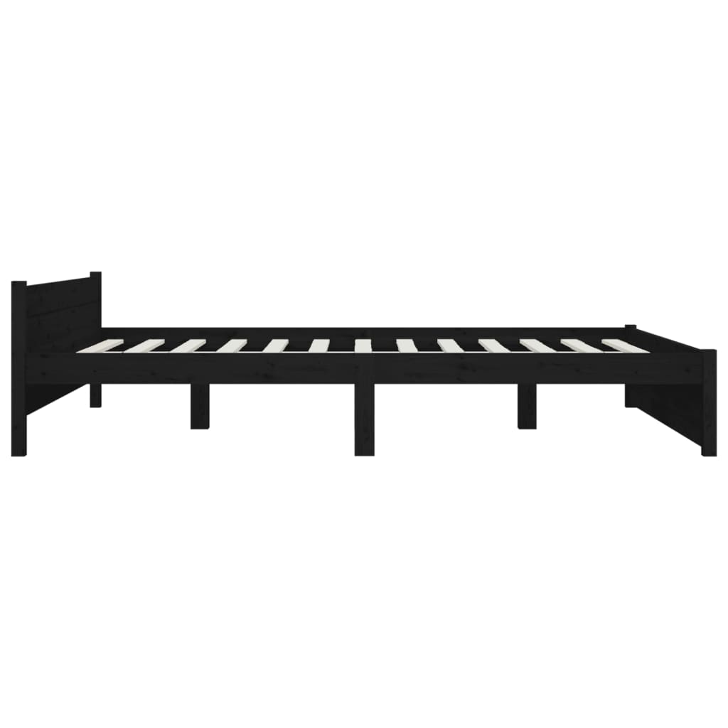 Bed Frame Black Solid Wood 153x203 cm Queen Size