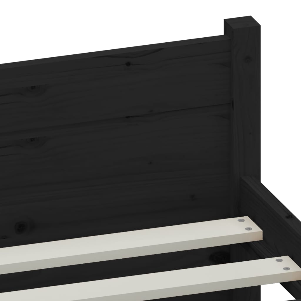 Bed Frame Black Solid Wood 153x203 cm Queen Size