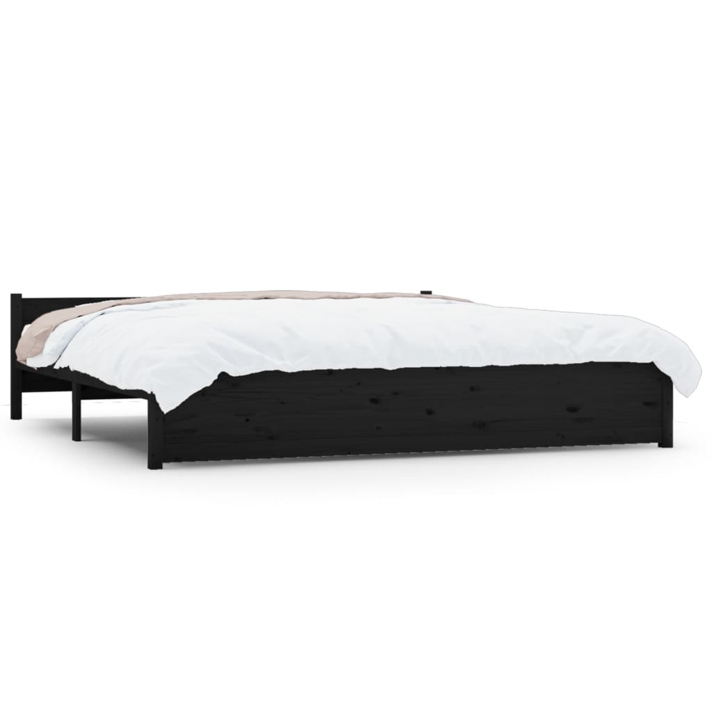 Bed Frame Black Solid Wood 183x203 cm King Size