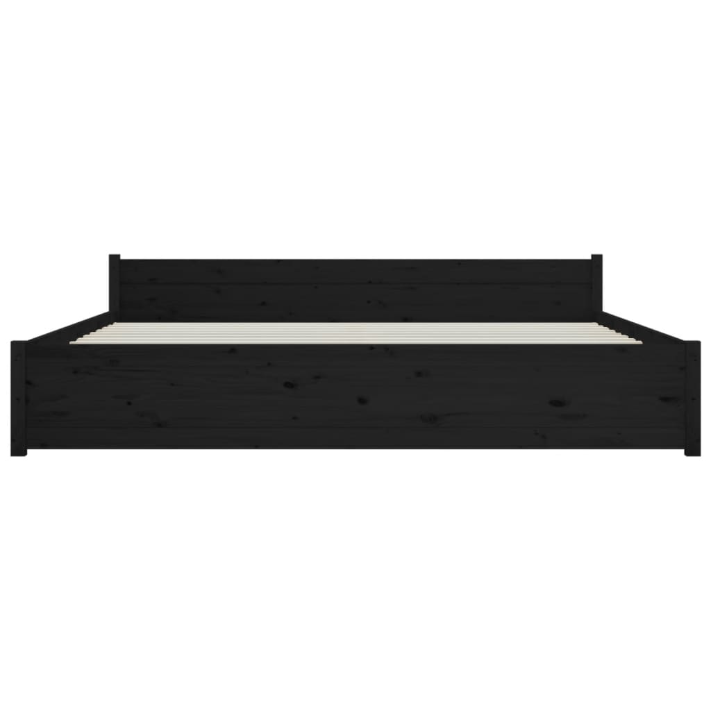 Bed Frame Black Solid Wood 183x203 cm King Size